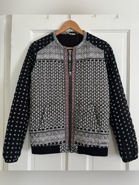 Roxy Women’s Medium Quilted Zip Jacket Boho Patterned Coat Long Sleeve